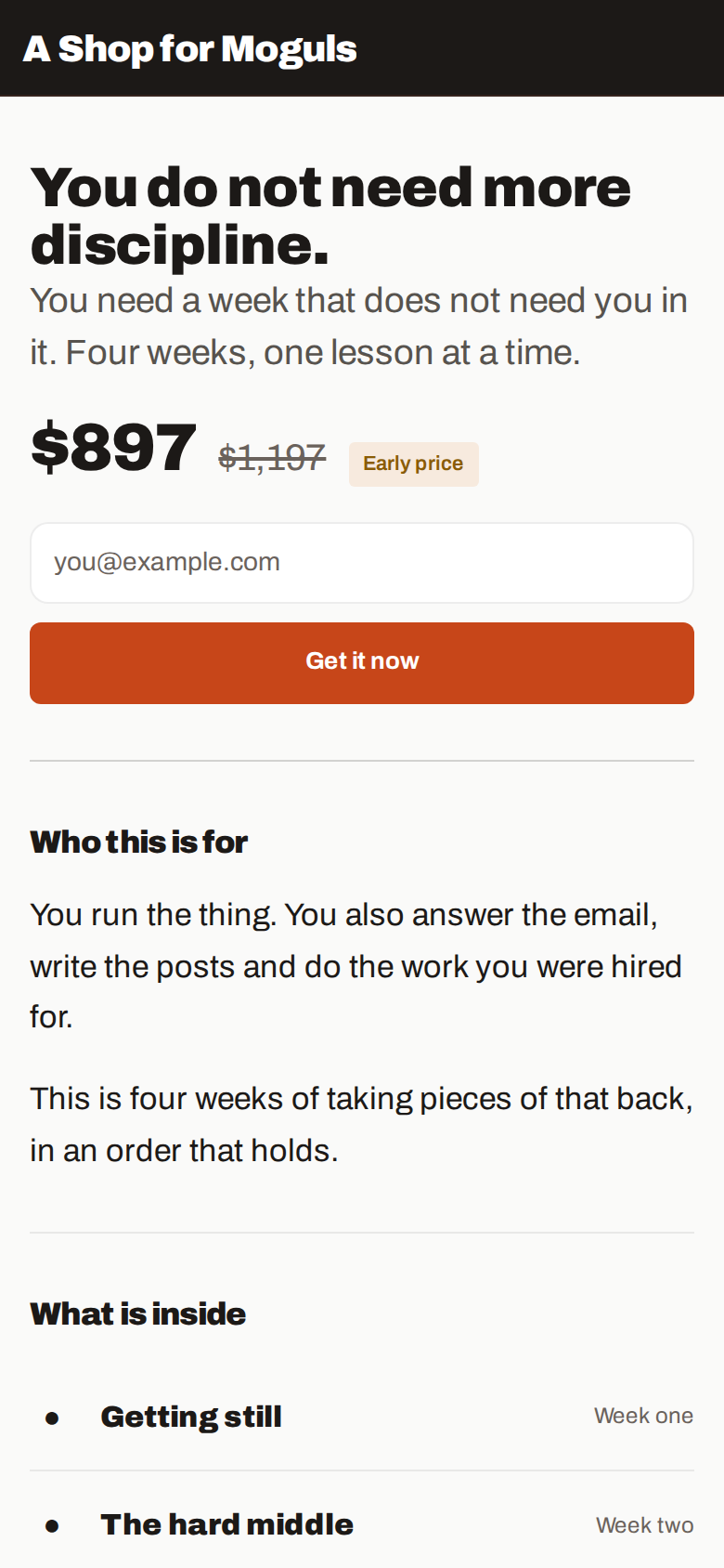 The public sales page as a buyer sees it on a phone