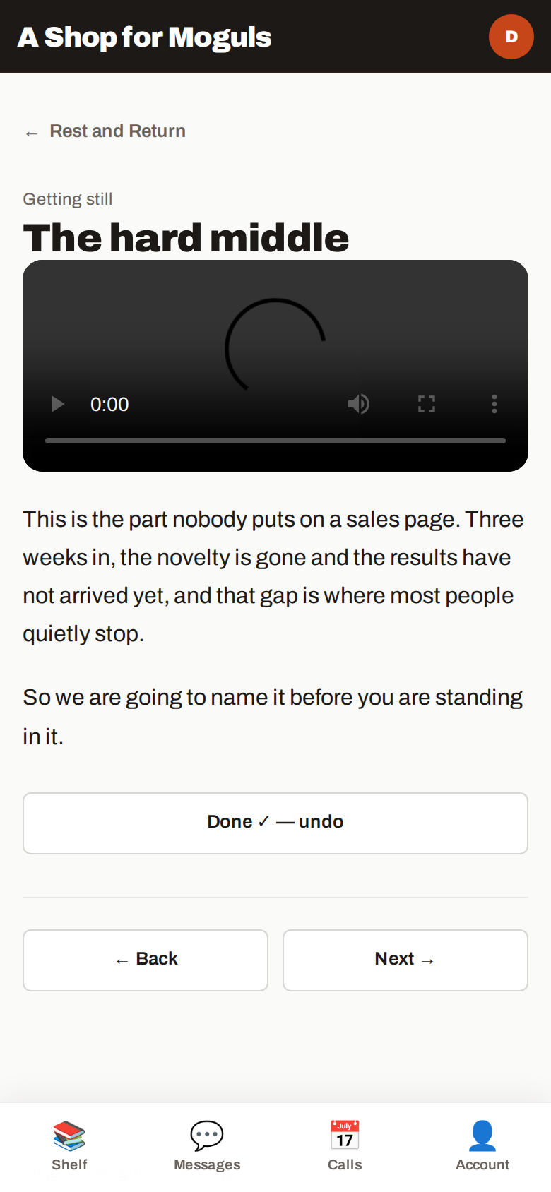 A lesson with video and writing on one page, on a phone